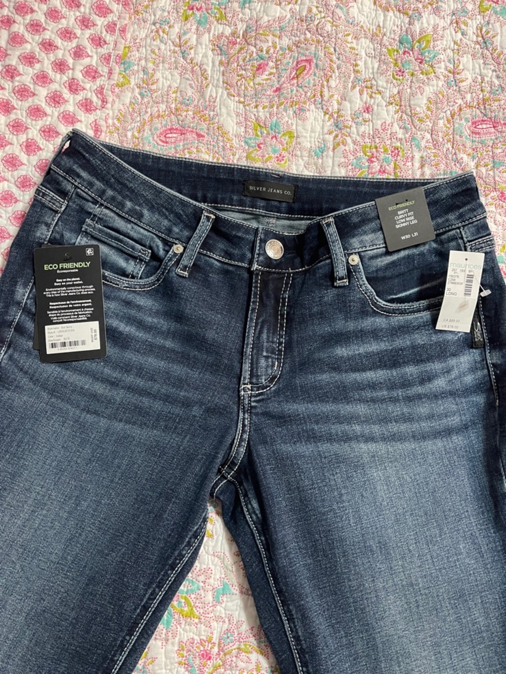 Women’s Silver Jeans Britt Curvy mid Rise Skinny Jeans - Dark Blue - Picture 3 of 4